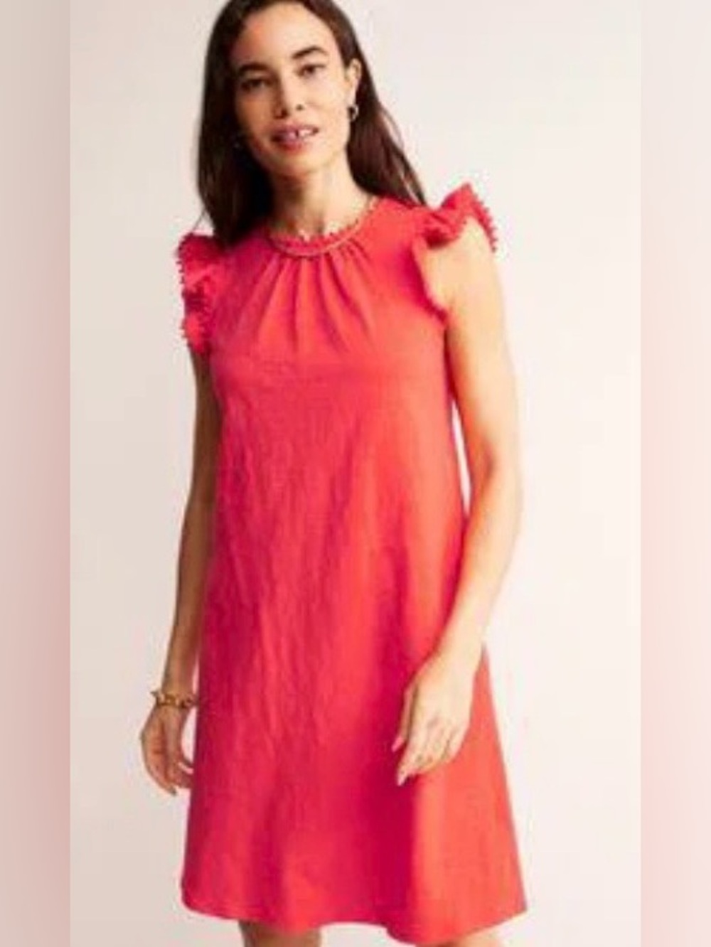 BODEN TALL NWT Georgina Pom Ruffle Dress Red Size 8 TALL